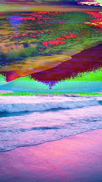 Bild-Collage aus Fotos in grellen Farben mit negativen Farbfilter-Effekten 